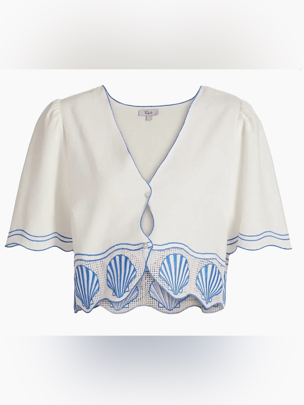 Rails Venice Embroidered Cotton-Linen Top - EUC